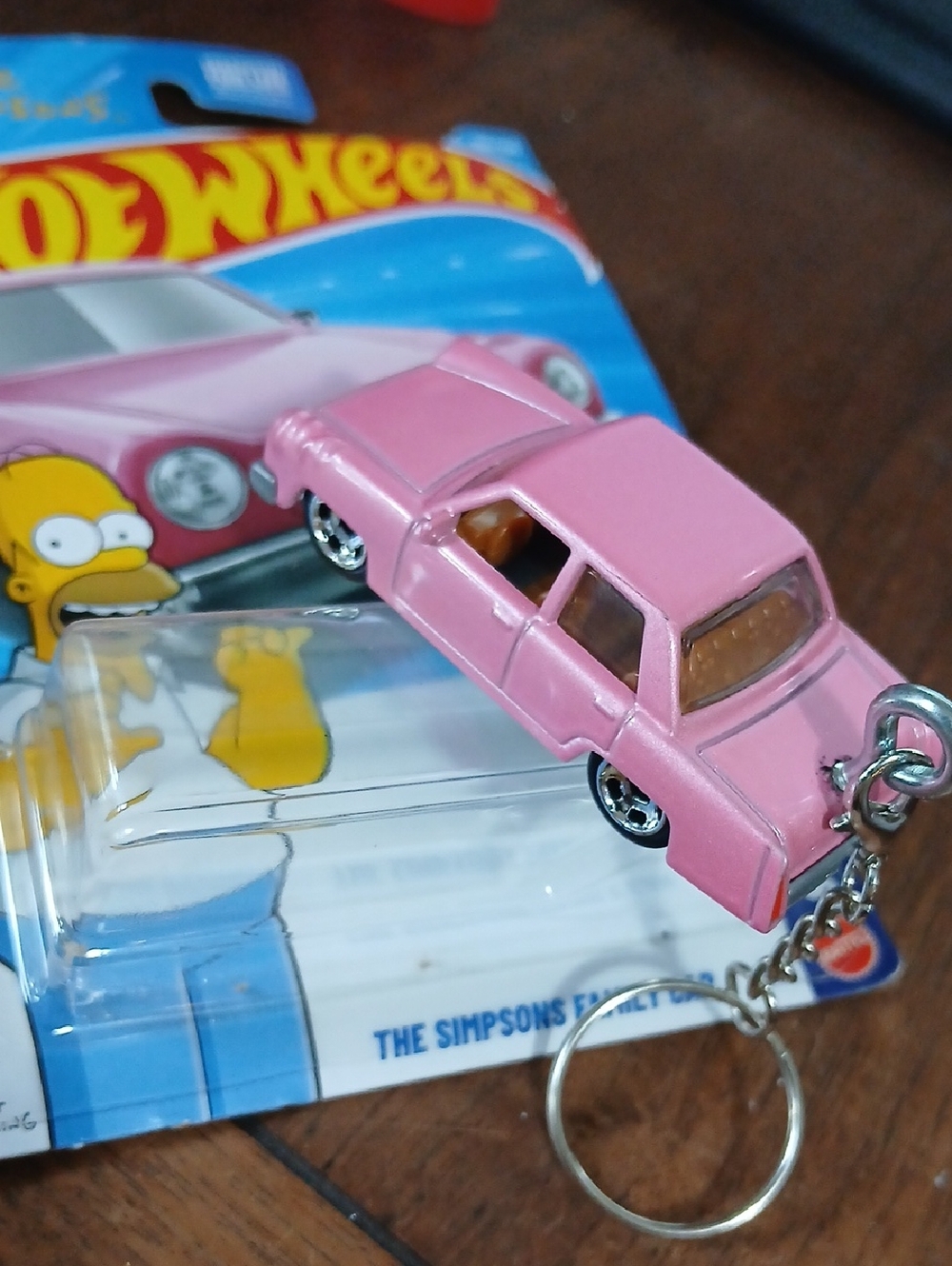 Hot Wheels Pink Simpsons Sedan Keychain